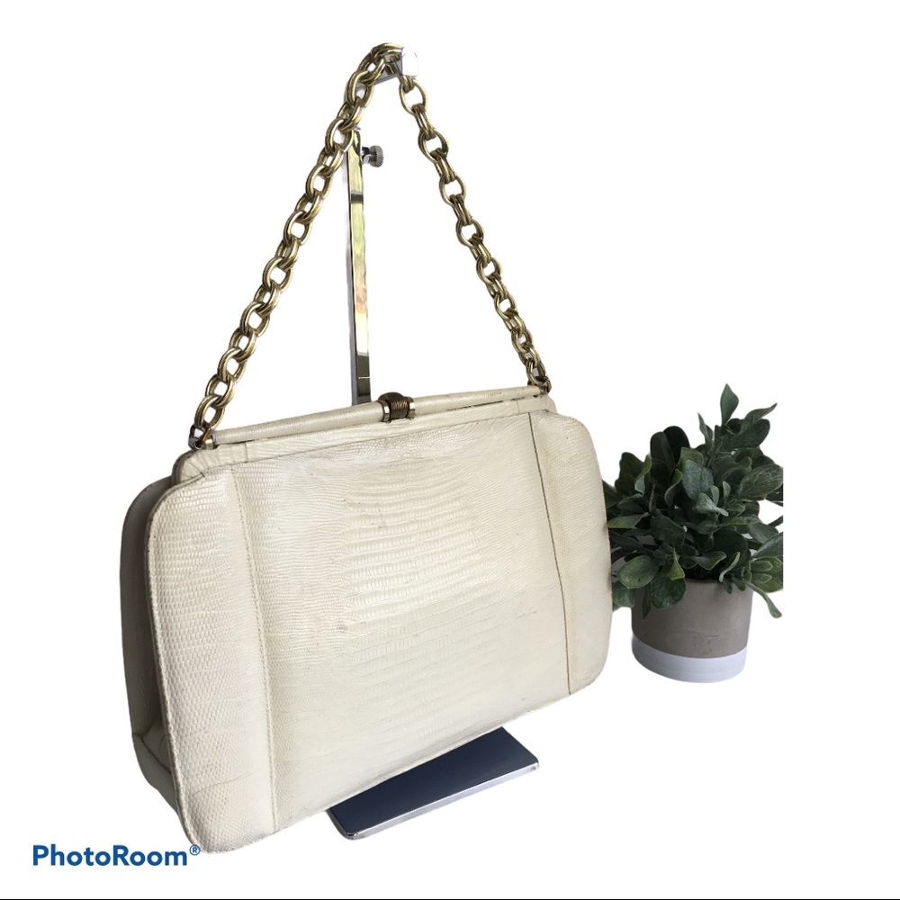 Vintage Creme Lizard Bag - Picture 1 of 11
